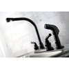 Kingston Brass NB750SP Water Onyx Centerset Kitchen Faucet, Black Stainless Steel NB750SP